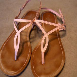 SUNNY FEET FLAT SALMON PINK SANDALS SIZE 8 1/2 USED